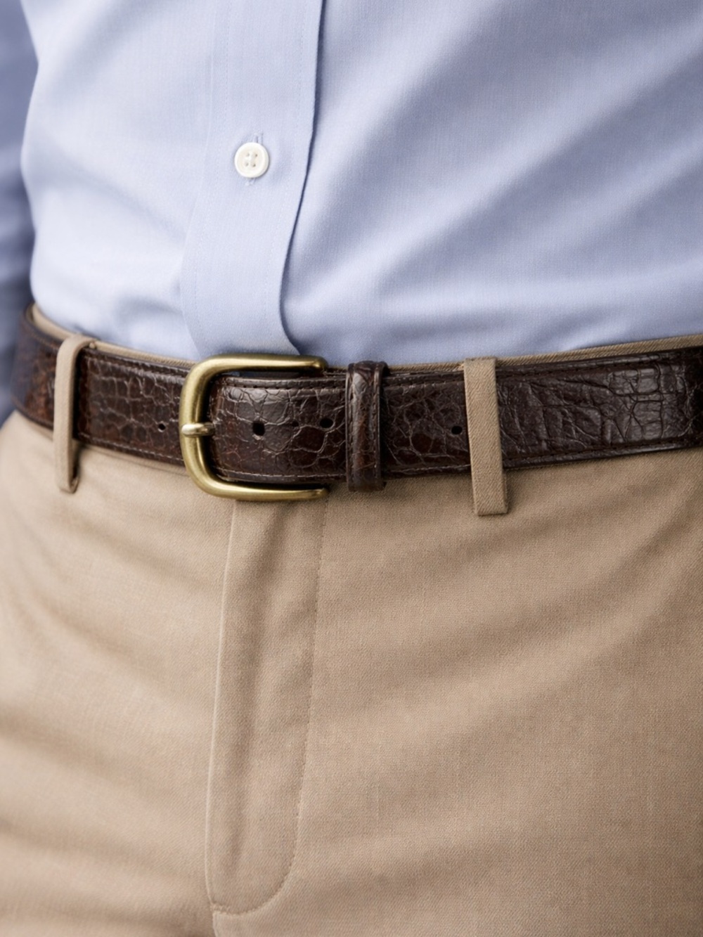 Bobby Jones Genuine Alligator Belt Brown Size 32 Classic Dress Belt Brass Buckle